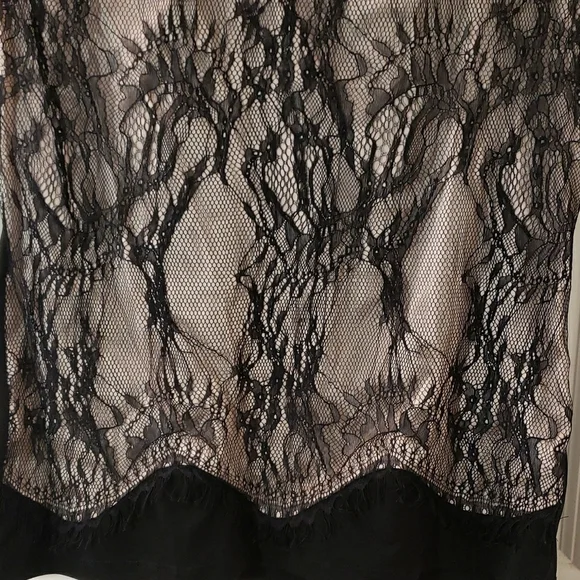 New York & Company Black and Tan Asymmetrical Embellished Blouse - Picture 4 of 5